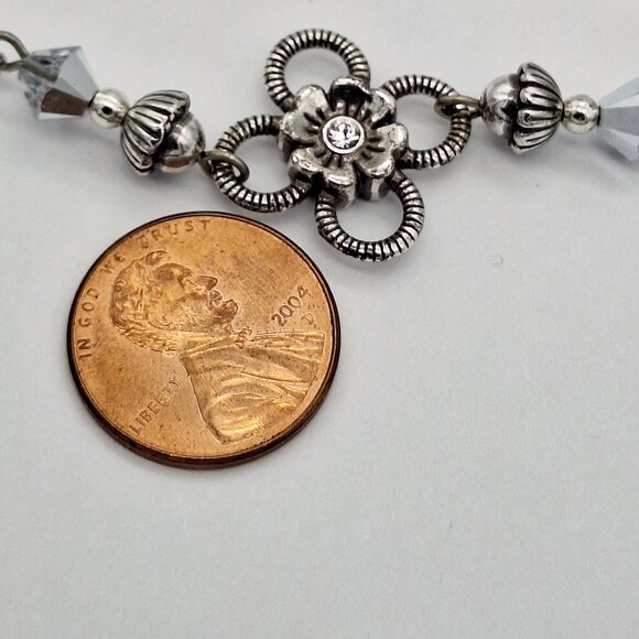 Brighton Joan of Arc Long Floral Station Silver Tone Crystal Necklace - Picture 8 of 9